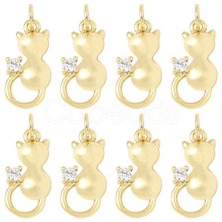 10Pcs Brass Pave Cubic Zirconia Pendants KK-BBC0022-58-1