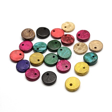 Dyed Flat Round Coconut Charms COCO-N001-02-12mm-1