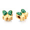 Alloy Enamel Beads, Matte Style, Cadmium Free & Lead Free, Bowknot, Sea Green, 9x10x8mm, Hole: 3mm