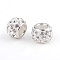 Polymer Clay Rhinestone European Beads, Large Hole Beads, Rondelle, with Silver Color Plated Brass Cores, Crystal, 10~12x7~8mm, Hole: 5mm, Rhinestone: pp17((2.3~2.4mm)