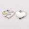 Wedding Theme Antique Silver Tone Tibetan Style Alloy Heart with Mother of the Groom Rhinestone Charms, Cadmium Free & Lead Free, Citrine, 14x16x3mm, Hole: 2mm