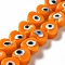 Handmade Evil Eye Lampwork Beads Strands, Heart, Orange, 12x12x6mm, Hole: 1.4mm, about 33pcs/strand, 14.37''~14.57''(36.5~37cm)