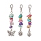 Tibetan Style Alloy Pendant Decorations, with 7 Chakra Synthetic Turquoise Beads and Alloy Lobster Claw Clasps, Sunflower & Mushroom & Butterfly, Antique Silver & Platinum, 61mm, 3pcs/set