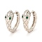 Brass Micro Pave Cubic Zirconia Hoop Earrings, Long-Lasting Plated, Snake, Real Platinum Plated, 17x16x5.5mm, Pin: 1mm