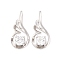 Wing Real Platinum Plated Brass Cubic Zirconia Pendants, 24.5x12x4mm, Hole: 2mm