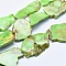 Natural Imperial Jasper Beads Strand, Dyed, Nuggets, Yellow Green, 20~62x15~50x4~7mm, Hole: 1~1.5mm, 7~11pcs/strand, 15.35 inch~16.14 inch(39~41cm)