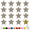 Olycraft DIY Cross-Stitch Kits, Including Wooden Needlecraft Cross-stitch Embroidered Pendant Blanks, Embroidery Cord, ABS Plastic Knitting Needles, Polyester Ribbon, Star: 75x74.5x3.5mm, 16pcs