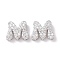 925 Sterling Silver Micro Pave Cubic Zirconia Beads, Real Platinum Plated, Letter M, 9.5x11x3.5mm, Hole: 2.5x1.5mm