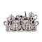 Dollhouse Simulation Mini Alloy Pattern Tea Set Model Ornament, Platinum, 65x48x50mm