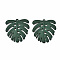 Spray Painted Alloy Pendants, Tropical Leaf Charms, Cadmium Free & Lead Free, Monstera Leaf, Dark Green, 35.5x33x2mm, Hole: 1.2mm