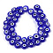 Handmade Evil Eye Lampwork Beads Strands, Flat Round, Blue, 9.5x3.5mm, Hole: 1.2mm, about 38pcs/strand, 14.1 inch~14.5 inch