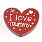 Natural Wood Beads, Dyed, Heart with Word I Love Mummy, For Mother's Day Jewelry Making, Red, 23x29x7mm, Hole: 2.5mm