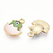 Printed Light Gold Tone Alloy Pendants, Chick in Egg Charms, Dark Sea Green, 15.5x12.5x2mm, Hole: 1.6mm