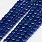 Electroplate Non-magnetic Synthetic Hematite Beads Strands, Cube, Grade A, Blue Plated, 4x4x4mm, Hole: 1mm, about 100pcs/strand, 16 inch