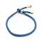 Cotton Cord Bracelets, with Brass Finding, Long-Lasting Plated, Real 24K Gold Plated, Cornflower Blue, 8-1/2 inch(21.5cm)~9 inch(23cm)