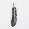 316 Surgical Stainless Steel Big Pendants, Feather, Antique Silver, 68x17x3mm, Hole: 8x5mm