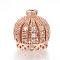 Brass Micro Pave Cubic Zirconia Beads, Crown, Rose Gold, 14x13.5mm, Hole: 1mm