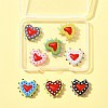 8Pcs 8 Colors Painted Glass Beads Bumpy Beads Heart LAMP-FS0001-50-7