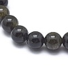 Natural Golden Sheen Obsidian Bead Stretch Bracelets X-BJEW-K212-B-020-5