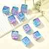 10Pcs Gradient Color & UV Plating Transparent Acrylic Beads OACR-YW0002-25C-5