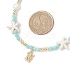 Natural Amazonite Faceted Round and Natural Cultured Freshwater Pearl & Starfish Synthetic Turquoise Beaded Brass Turtle Pendant Necklaces for Women NJEW-JN05496-04-3