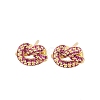 knot Brass Micro Pave Cubic Zirconia Stud Earrings EJEW-C174-01G-02-4
