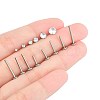 15Pcs 304 Stainless Steel Clear Cubic Zirconia & G23 Titanium Alloy Flat Round Stud Earrings EJEW-FS0001-30-5