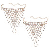 2Pcs Brass Rhinestone Chain Finger Rings Bracelet BJEW-ME0001-01G-1