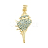 Brass Micro Pave Sky Blue Cubic Zirconia Pendants CU-CBA4A93-01H-G-1