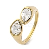 Ion Plating(IP) 304 Stainless Steel Rhinestone Teardrop Cuff Open for Women RJEW-N046-04K-G-1