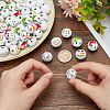 60Pcs 6 Styles Round Christmas Snowman Print Wood European Beads WOOD-PH0002-98-3