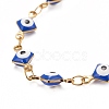 Enamel Rhombus with Evil Eye Link Chains Bracelet BJEW-P271-03G-03-2