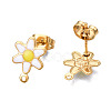 304 Stainless Steel Enamel Stud Earring Findings STAS-T052-43G-07-2