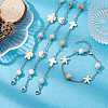 4Pcs 4 Style Natural Flower Amazonite & Synthetic Turquoise Beaded Link Chain Bracelets Set BJEW-JB09518-5