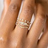 3Pcs Rhombus Zinc Alloy with Crystal Rhinestone Finger Rings FS-WG622CD-04-2