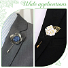 40Pcs 2 Styles Leaf Stainless Steel Round Tray Stick Lapel Pins JEWB-SC0001-75D-6