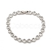 Clear Cubic Zirconia Heart Link Chain Bracelet BJEW-E073-05P-4