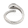 304 Stainless Steel Cubic Zirconia Open Cuff Ring for Women RJEW-S406-05P-02-3