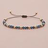Glass & Brass Round Beads Braided Bead Bracelets LS-RD6595-8-1