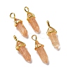 Sandy Brown Watermelon Stone Glass Pointed Pendants G-K329-24G-1