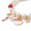 Natural Mashan Jade & Glass Pearl Beaded Stretch Bracelet BJEW-TA00143-4