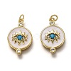 Brass Micro Pave Clear & Deep Sky Blue Cubic Zirconia Pendants ZIRC-B0003-29G-1