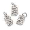 Brass Micro Pave Grade AAA Cubic Zirconia Charms ZIRC-P067-11P-B-NR-1