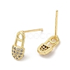 Rack Plating Brass Safety Pin Stud Earrings with Cubic Zirconia EJEW-D061-36G-2