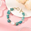 Raw Natural Amazonite and Oval Shell Pearl Beaded Bracelets BJEW-JB14389-1