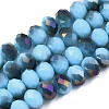 Electroplate Opaque Glass Beads Strands EGLA-A034-P8mm-F19-1-1