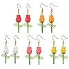 Stainless Steel Glass Flower Dangle Earrings EJEW-MZ00574-2