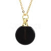 Natural Black Onyx(Dyed & Heated) Flat Round Perfume Bottle Pendant Necklaces PW-WGD45C6-04-1