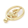 Rack Plating Brass Pave Shell Pendants KK-Z064-28G-02-2