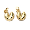 Brass Pave Clear Cubic Zirconia Heart Fortune Cookie Charms KK-H256-17G-1